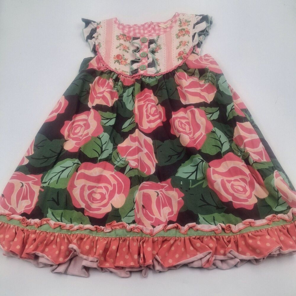 Matilda Jane All Abloom Dress Brilliant Daydream Rose Floral Girls Size 6